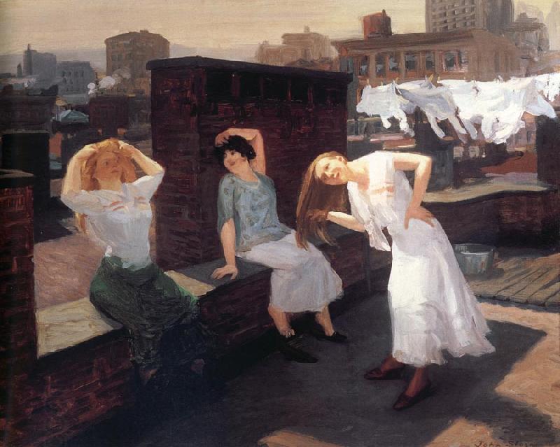 John sloan Sunday,Women Drying Their Hair oil painting picture